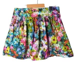 Zara Floral Monet Printed High Waisted Tulip Mini Skirt Size Medium